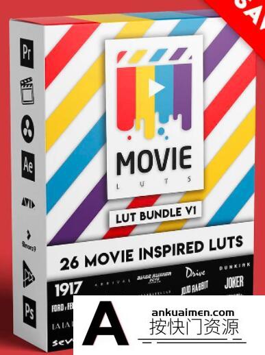 LUT预设-26组好莱坞电影大片色调风格LUTS预设 Movie LUTs Bundle V1