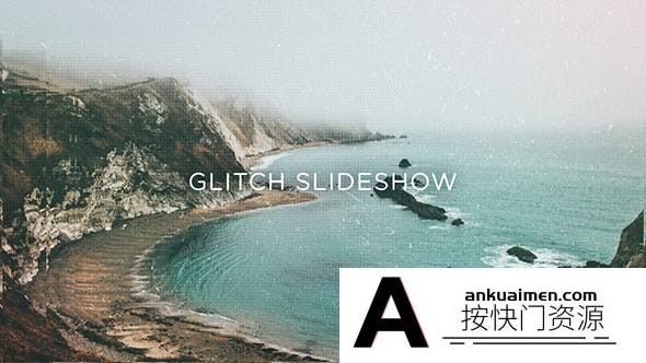 [开场片头]信号损坏扭曲转场图片宣传片头AE模板- Glitch Slideshow