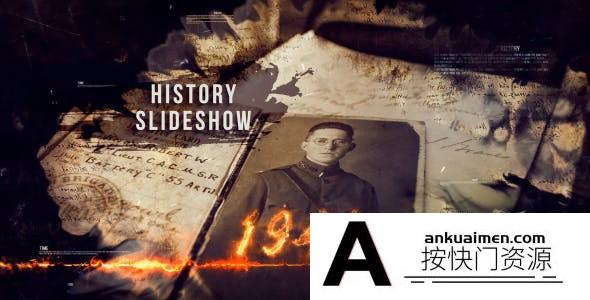 [图片展示]水墨遮罩历史图片介绍片头AE模板- The History