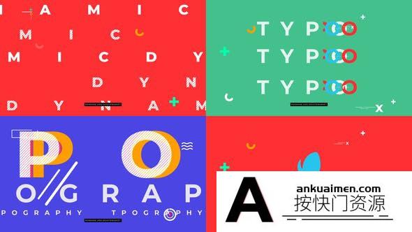 [文字标题]节奏感创意文字图形片头动画AE模板- Colorful Typo Intro