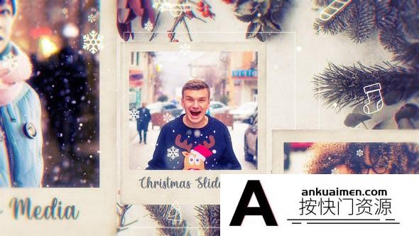 [相册AE模板]圣诞节照片相册片头AE模板- Christmas Photo Frame Parallax Slideshow