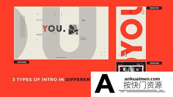 [文字标题]时尚横竖屏文字图片宣传片头AE模板- Clean Visual Typographic Intro