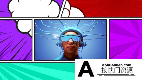 [AE转场]卡通漫画分镜头视频转场AE模板- Comic Panel Transitions