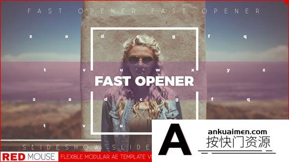 [文字标题]快速文字图片开场片头AE模板- Fast Modern Opener