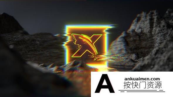 [logo模板]霓虹灯水面地形Logo动画AE模板- Neon Glitch Water Terrain Logo