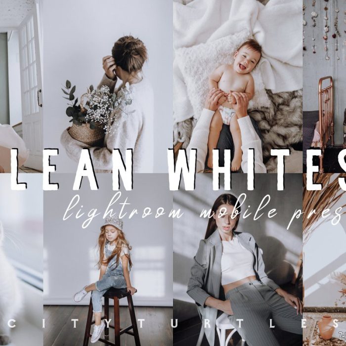 [人像LR预设]莫兰迪灰白色系LR预设/移动APP预设 CLEAN WHITES lightroom presets