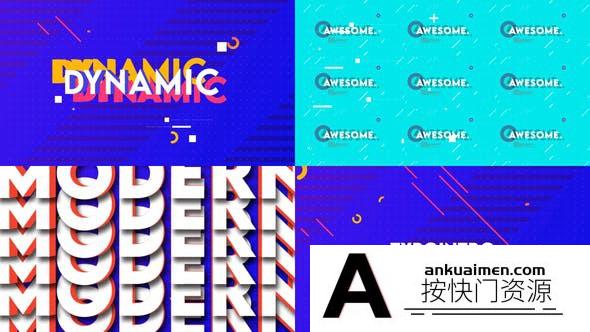 [文字标题]创意时尚图形文字排版动画片头AE模板- Typo Intro