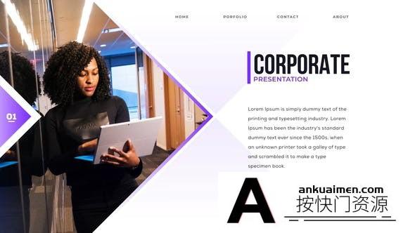 [Premiere模板]PR图形-干净简单商务风格企业宣传片预告片模板 Corporate Presentation