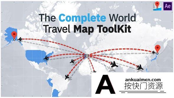 [开场片头]世界地图国家旅游地点展示路径动画 The Complete World Travel