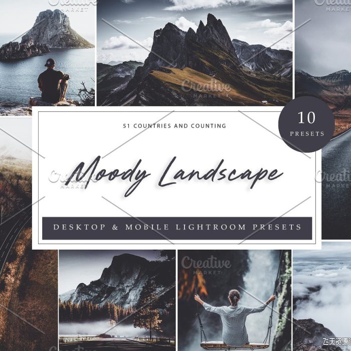 [风光LR预设]喜怒无常黑暗情绪旅拍风光LR预设与APP滤镜  Lightroom Moody Landscape