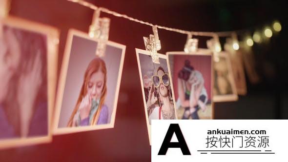 [相册AE模板]悬挂照片相册回忆片头AE模板- Picture Frames Slideshow