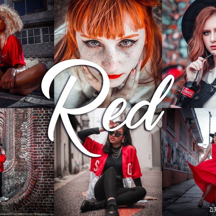 [人像LR预设]时尚街拍人像红色调Lightroom预设与移动APP滤镜 Lightroom Presets – Red