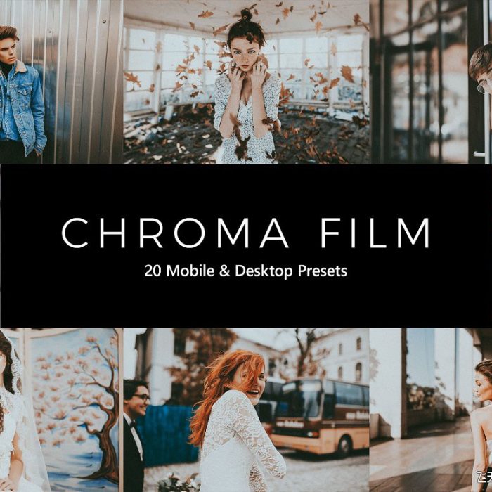 [胶片LR预设]彩色怀旧电影胶片Lightroom预设APP滤镜及LUT预设 Chroma Film LR Presets & LUTs