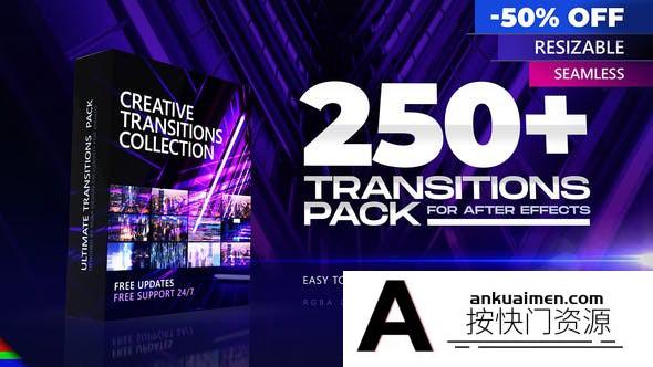 [AE转场]250组摄像机扭曲冲击移动无缝视频转场AE模板- Transitions