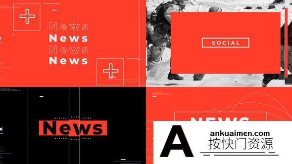 [栏目包装]简洁新闻包装宣传片头AE模板- Minimal News Typo Intro