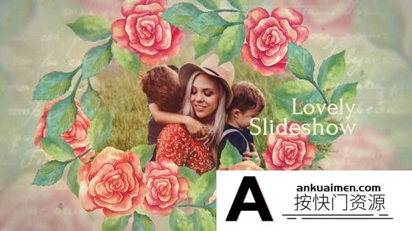 [相册AE模板]浪漫回忆花朵相册边框照片展示片头AE模板- Lovely Slideshow