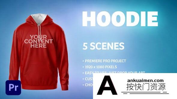 [Premiere模板]PR模板-3D动画5个场景品牌推广产品设计模板 Hoodie – 5 Scenes Mockup Template