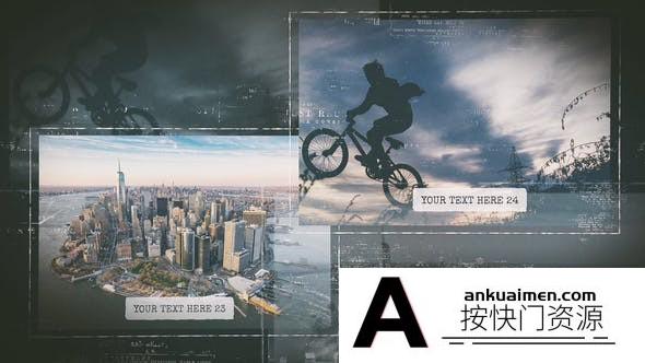[开场片头]科技感撕裂图片介绍开场AE模板- Epic Slideshow