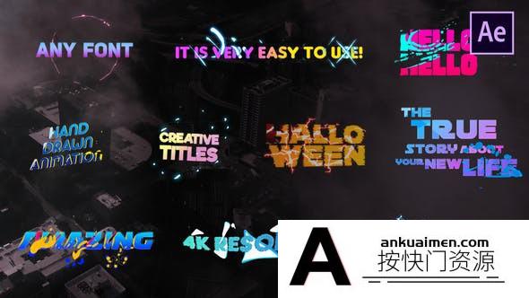 [文字标题]卡通创意文字标题动画AE模板- Creative Colorful Titles