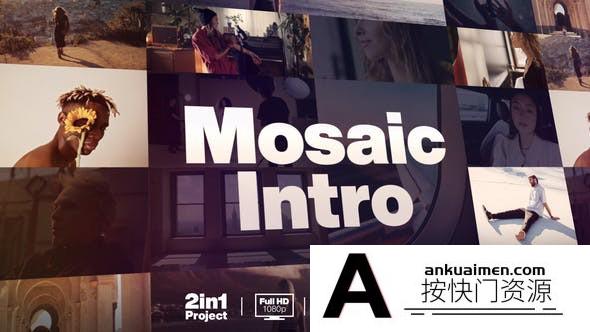[logo模板]图片视频拼贴Logo动画AE模板- Mosaic Intro