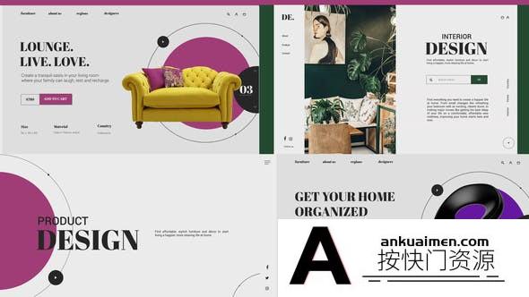 [开场片头]设计感家具图片介绍展示AE模板- Furniture Catalog