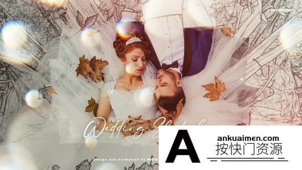 [婚礼AE模板]浪漫梦幻婚礼照片相册片头AE模板- Wedding Slideshow
