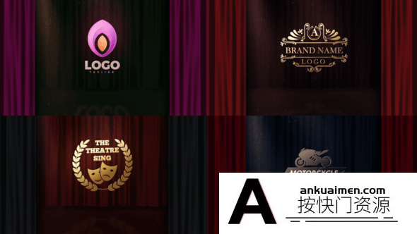 [logo模板]红幕拉开Logo动画AE模板- Opening Curtain Logo Reveal
