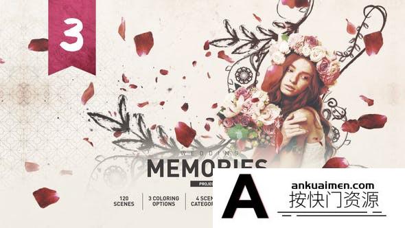 [相册AE模板]浪漫婚礼相册回忆照片包装片头 Romantic Wedding Memories Slidesho