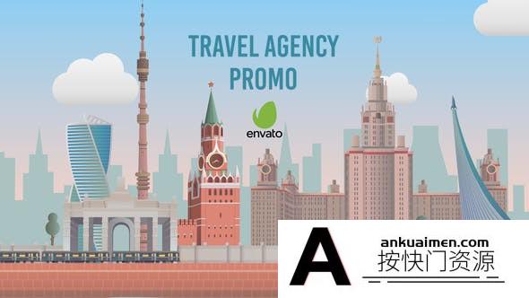 [MG模板]扁平化旅行社服务介绍MG动画AE模板- Travel Agency Promo