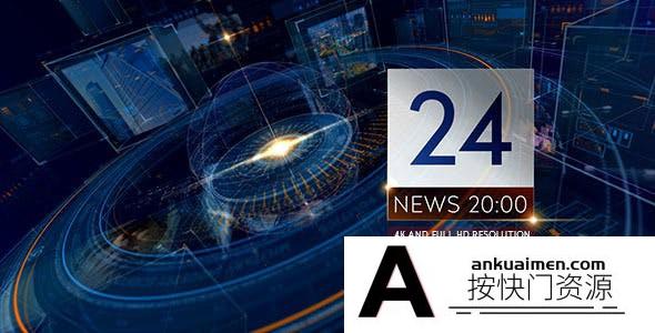 [开场片头]科技感24小时新闻包装片头AE模板- Breaking NEWS 24 TV
