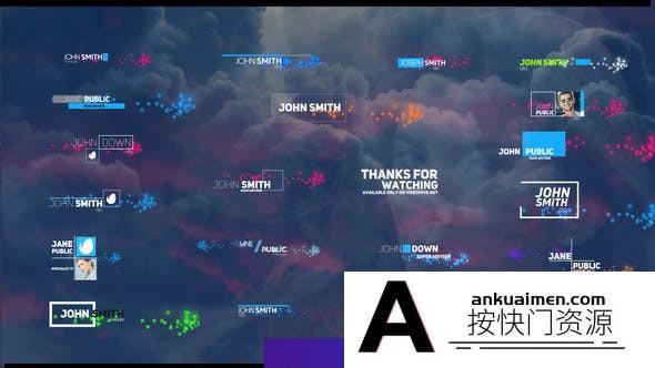 [文字标题]粒子人名字幕条文字动画AE模板- Creative Lower Third With Particles
