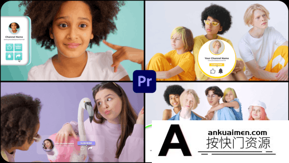 [Premiere模板]PR模板-媒体频道收藏订阅关注提醒视频剪模板 Modern Subscribe Button
