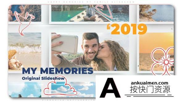 [相册AE模板]家庭照片相册时间线片头AE模板- Happy Memories My Family Slideshow