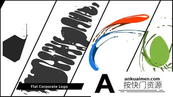 [logo模板]创意扁平化流体Logo动画AE模板- Flat Corporate Logo V04 Liquid