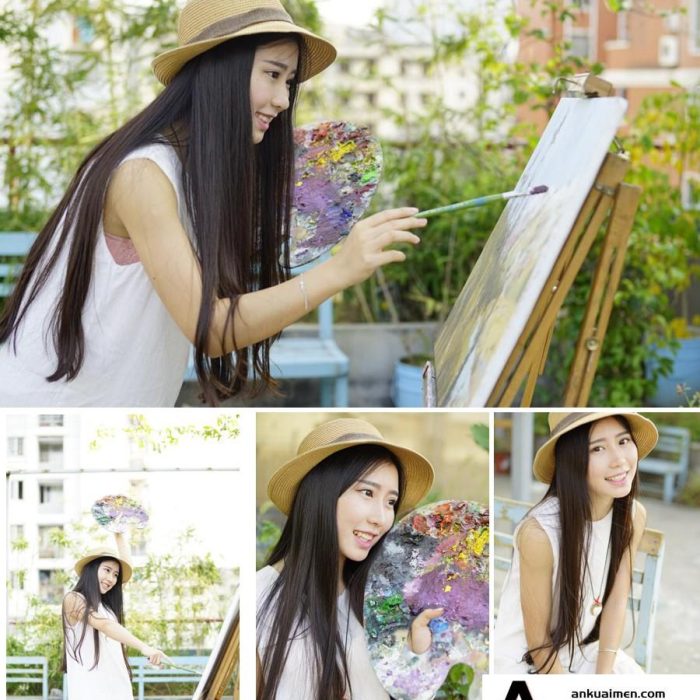 [时尚人像RAW原图]外拍画画美女RAW原片66P