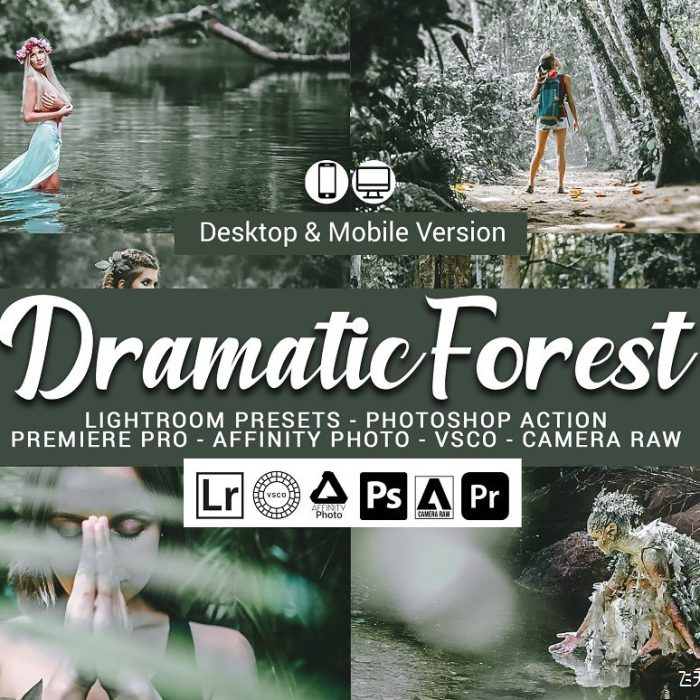 [旅拍LR预设]旅拍森系电影色调Lightroom预设 Dramatic Forest Presets