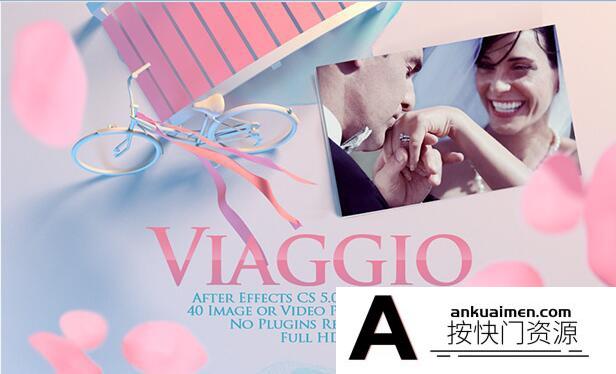 [婚礼AE模板]AE模板-清新浪漫婚礼照片相册片头 Viaggio – Romantic Gallery
