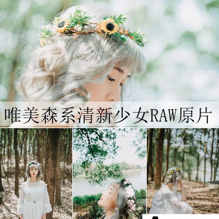 [时尚人像RAW原图]唯美森系美少女摄影RAW原片修图练习素材+效果图