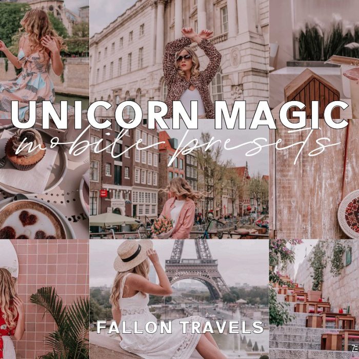 [人像LR预设]梦幻粉红色调INS人像LR预设+APP滤镜 Unicorn Magic Mobile Presets