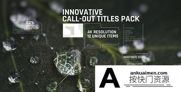 [创意特效]科技感细线条HUD指示线动画AE模板- Innovative Call-out Titles pack