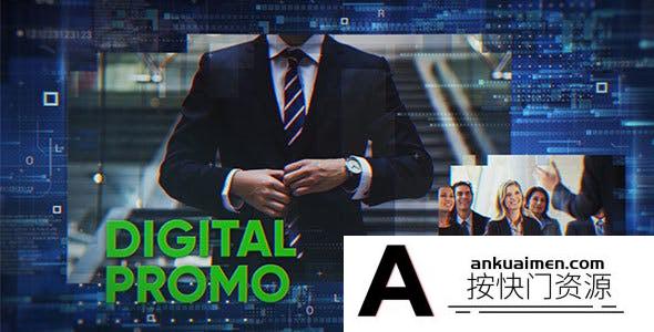 [宣传推广]科技感像素撕裂宣传片头AE模板- Digital Promo