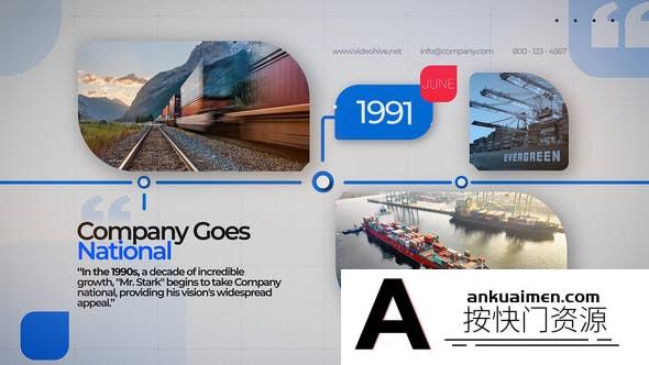 [开场片头]简洁商务时间线图片介绍片头AE模板- Business Company Timeline