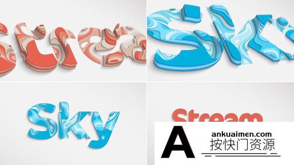 [三维AE模板]流动切割三维Logo动画AE模板- Flow Clean 3D Logo