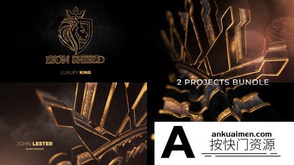 [logo模板]大气奢华三维黑金Logo动画 AE模板-Gold Black Luxury And Epic Logo Reveal