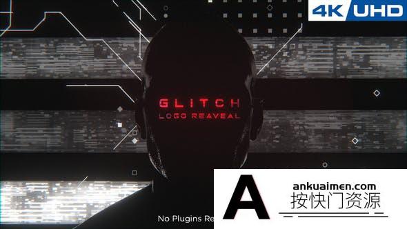 [logo模板]创意科幻人头Logo动画AE模板- Glitchy Human Logo Reveal