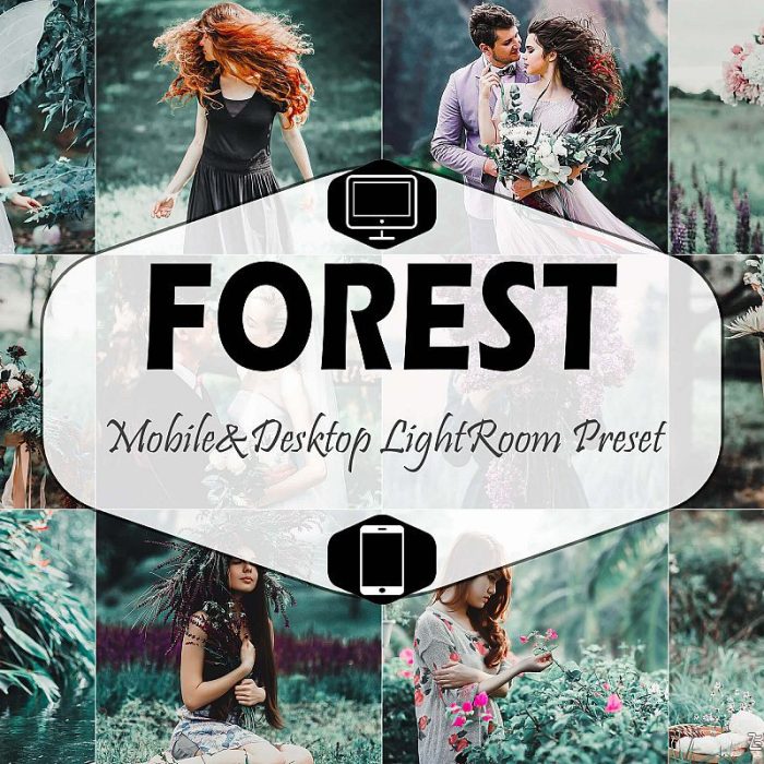 [婚礼LR预设]梦幻森系清新婚礼人像LR预设/手机LR滤镜 Forest Lightroom Presets