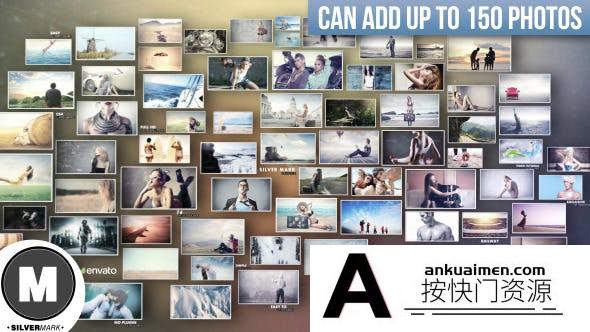 [三维AE模板]AE模板-三维相册照片墙片头 3D Photos Slideshow v2