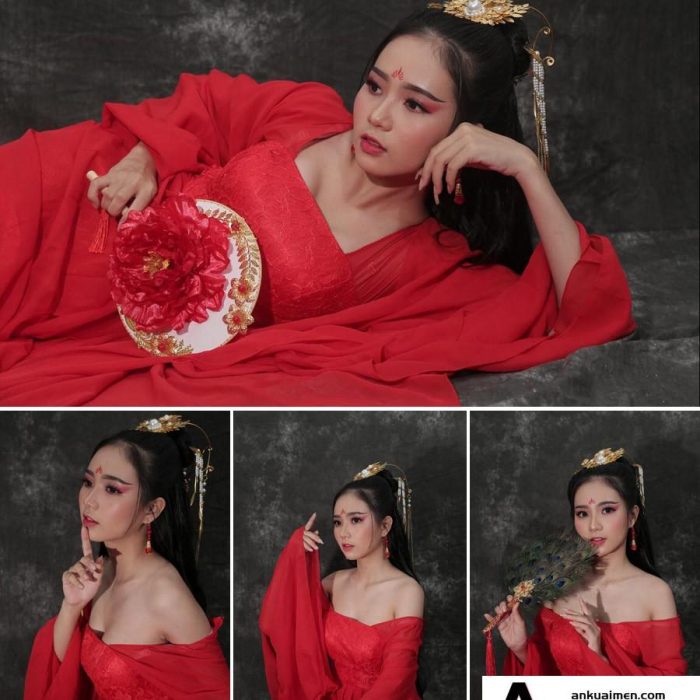 [古装汉服RAW原图]9张古风红衣美女古装人像RAW原片下载