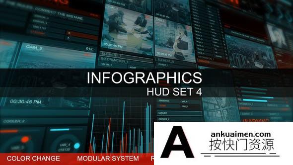 [HUD模板]科技感信息数据HUD动画AE模板- Infographics HUD Smart Graphics