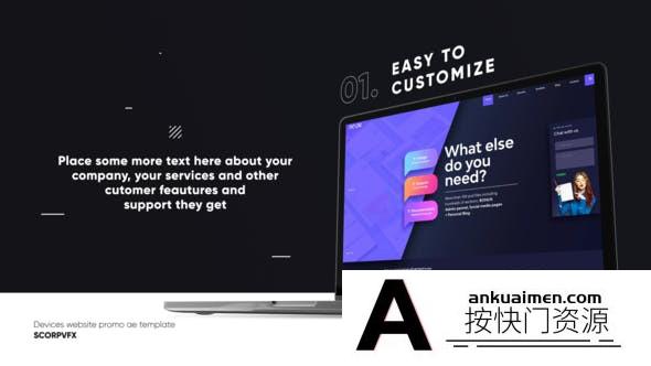 [开场片头]苹果电脑网站宣传介绍片头AE模板- Dark Website Promo Mockup